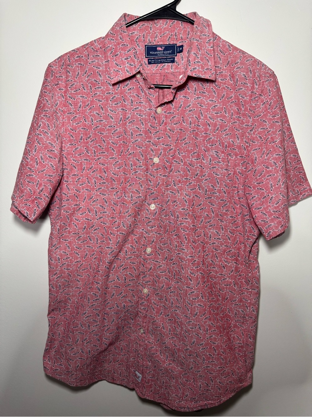 EUC Vineyard Vines Murry Fish Button Up Silm Fit Shirt Mens Size Medium